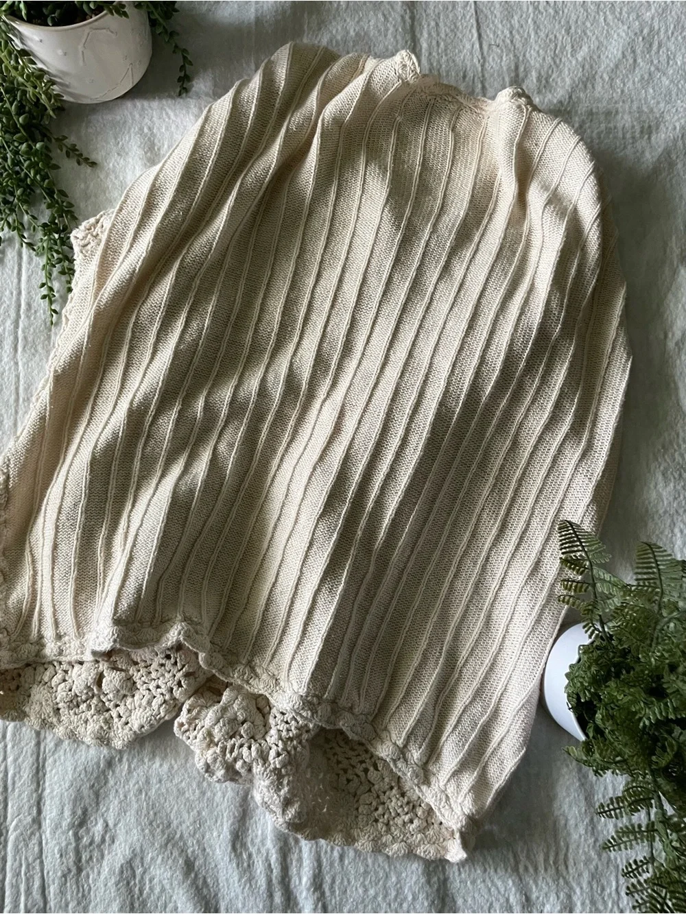 Vintage Crochet Button Front Cardigan - Cream - Picture 6 of 6